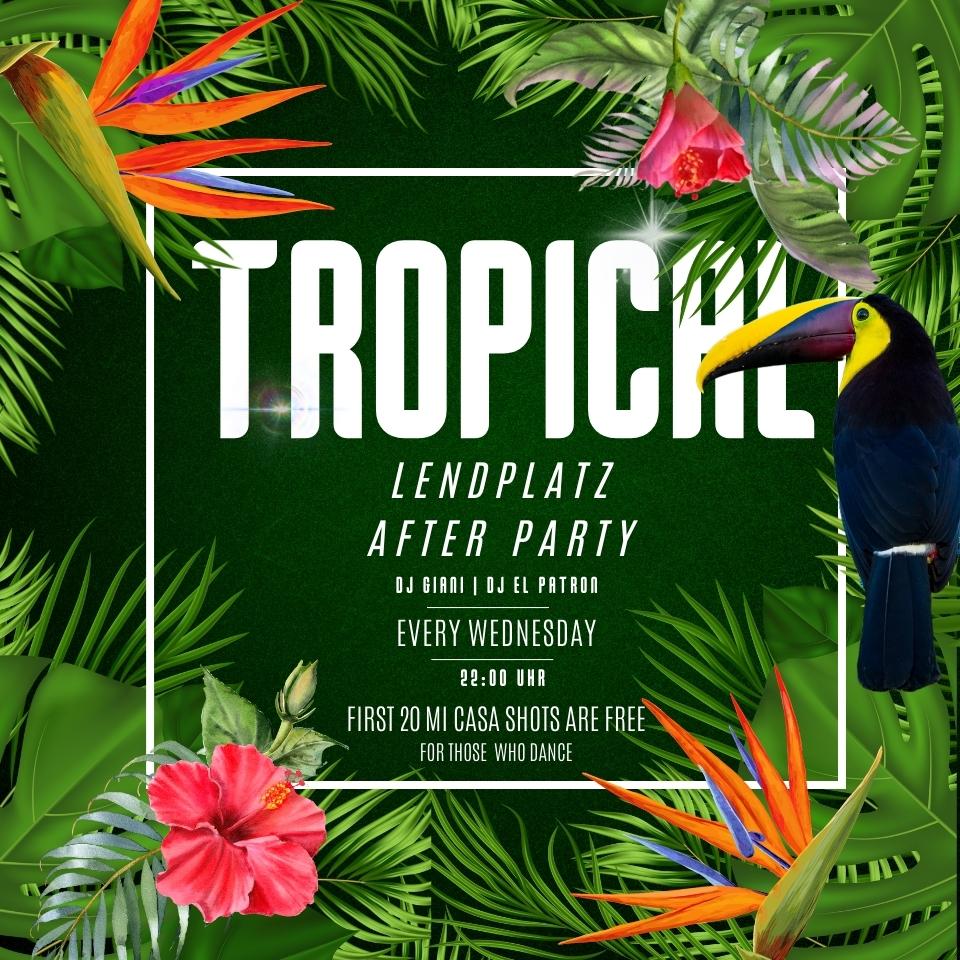 Green Colorful Summer Tropical Party Flyer (Facebook Event Cover) (Instagram Post (Square)) (960 × 960 px)